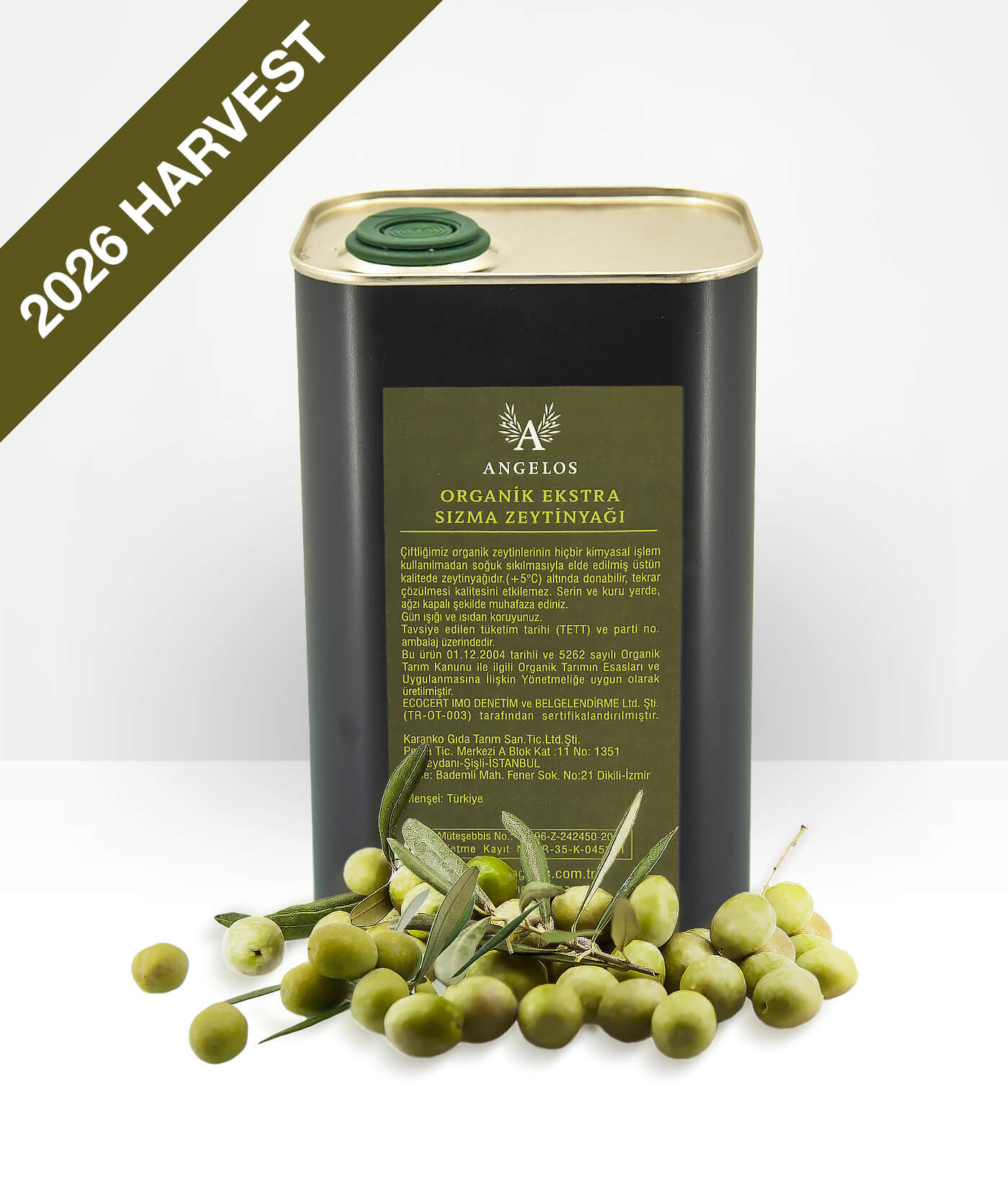 2026 Harvest! Organic FIRST PRESS Extra Virgin Olive Oil  (1 Lt.)